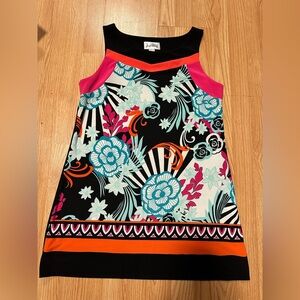 Joseph Ribkoff Sleeveless Size 14 Floral Print Blue Pink Sheath Dress